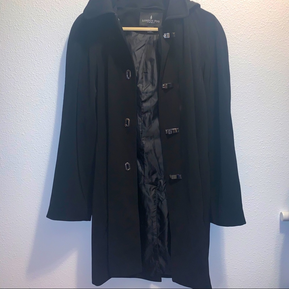 London Fog black trench coat